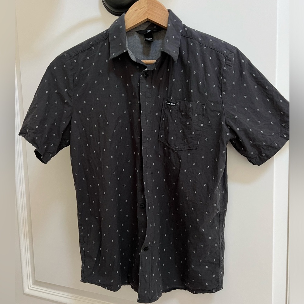 Boys Volcom Gray Button Up Shirt